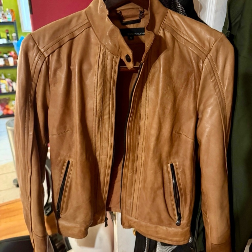 Wilsons Leather Tan Moto Jacket